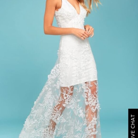 Dress the Population White Lace Maxi Dress